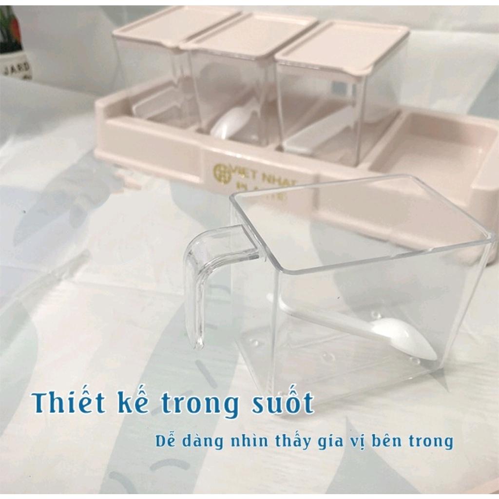 Bộ 4 lọ đựng gia vị có thìa -Hũ đựng gia vị có nắp đậy tiện dụng bền đẹp có nắp đậy tiện dụng