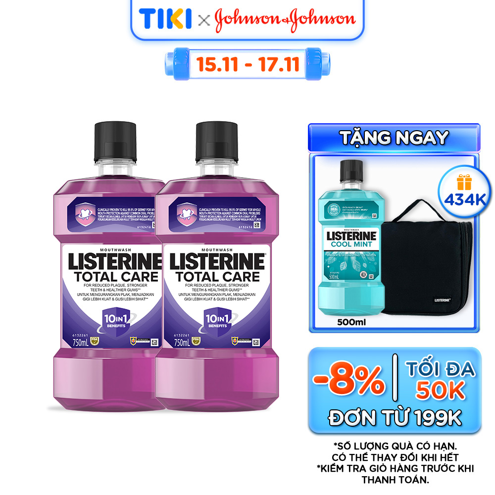 Combo 2 Nước súc miệng chăm sóc toàn diện Listerine Total Care Mouthwash 750ml
