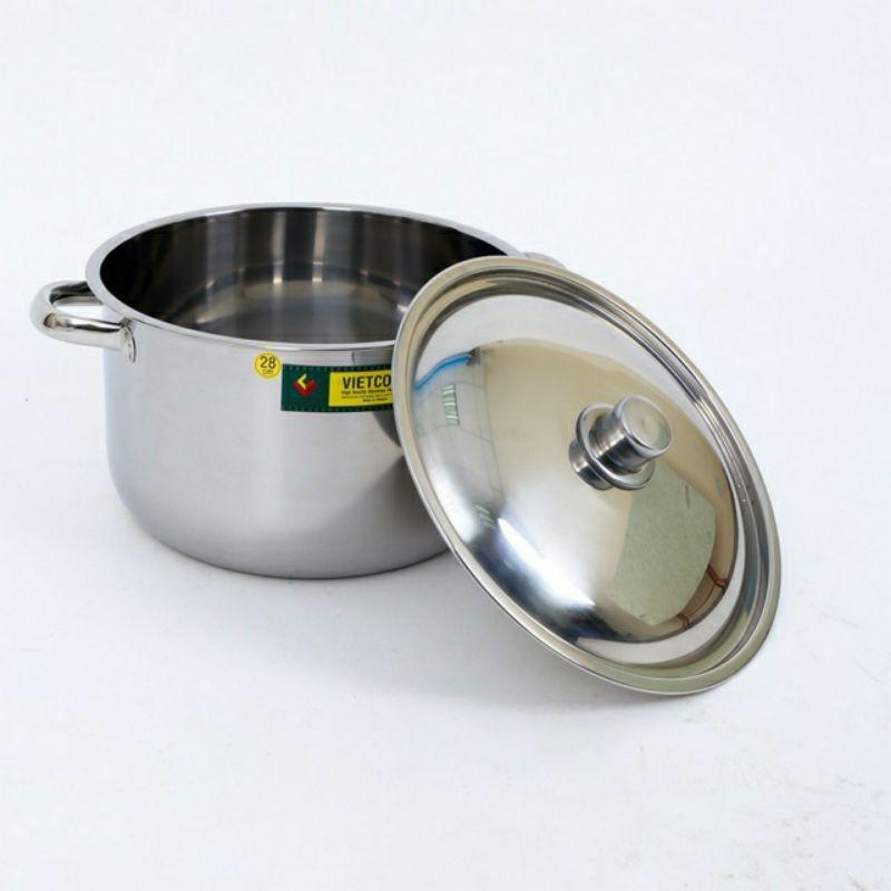 Nồi inox Vietcook đáy từ đủ size 14,16,18,20,22,24,26 (Chính hãng hàng VN ),Nồi đun bếp từ,nồi xào nấu canh hàng dày dặn