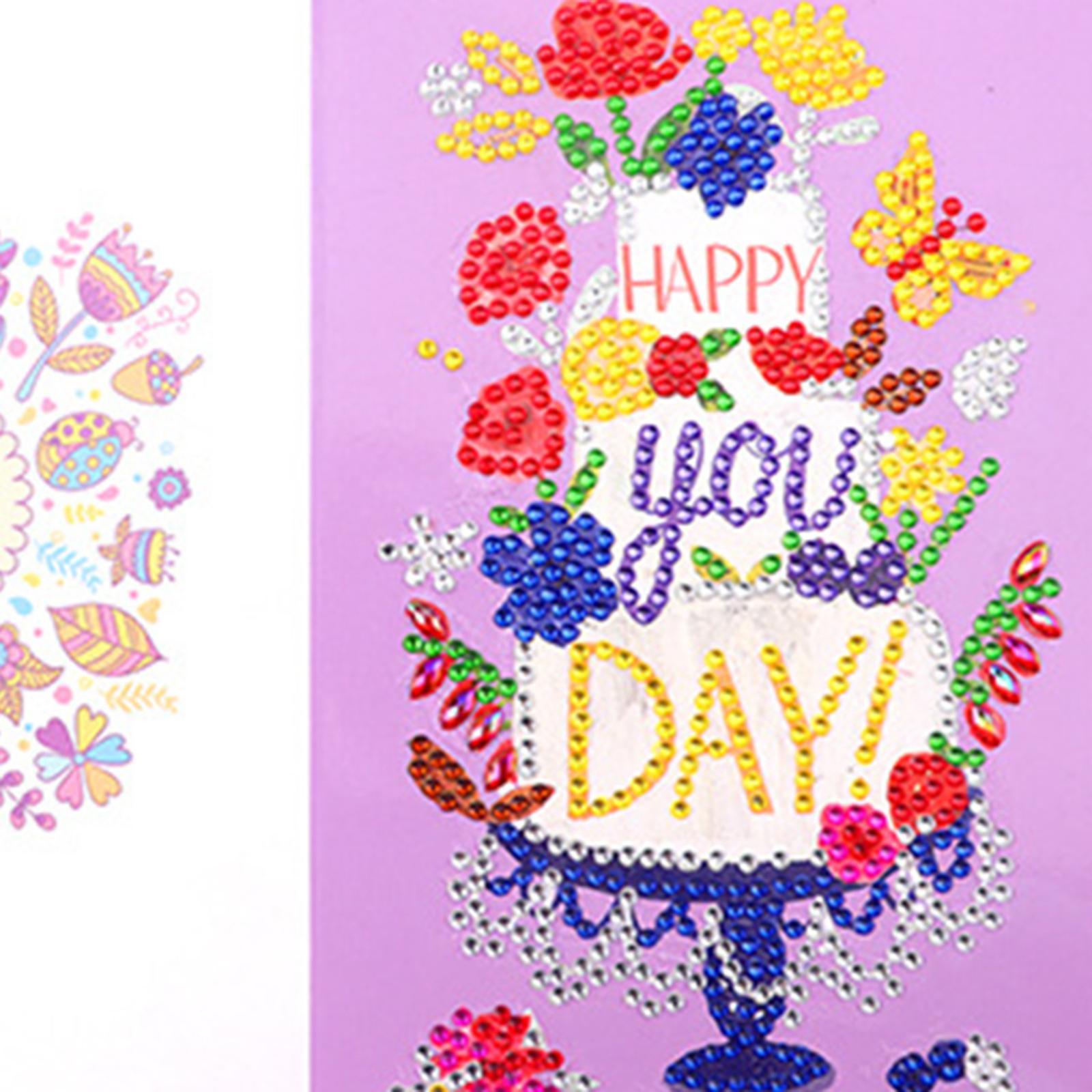 Diamond Painting Birthday Cards, Gift Card, Thank You Cards with Envelopes for Kids Adults, DIY Handmade Creative Gift for Home Decor