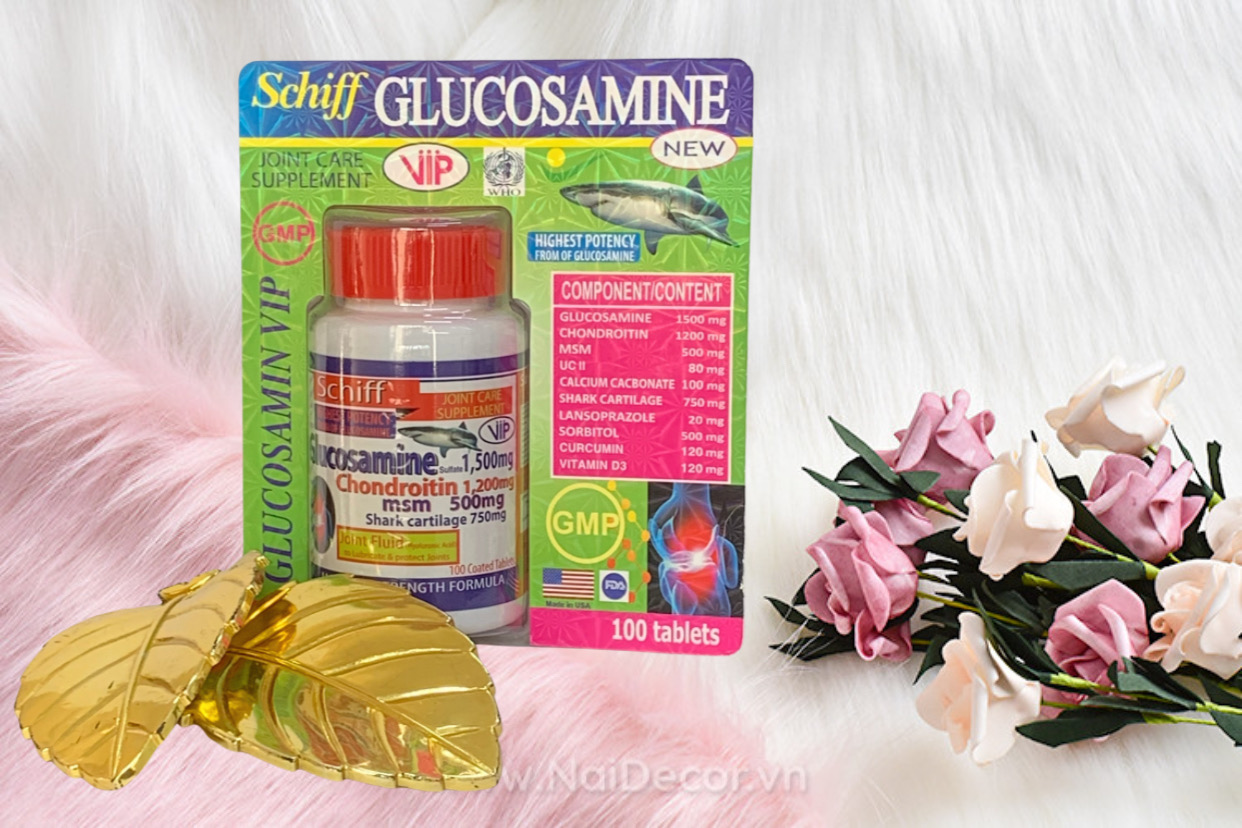 Viên uống GLUCOSAMINE 1500mg - hộp 100 viên - Giúp xương chắc khớp khỏe, ngăn ngừa thoái hóa khớp, tái tạo mô sụn