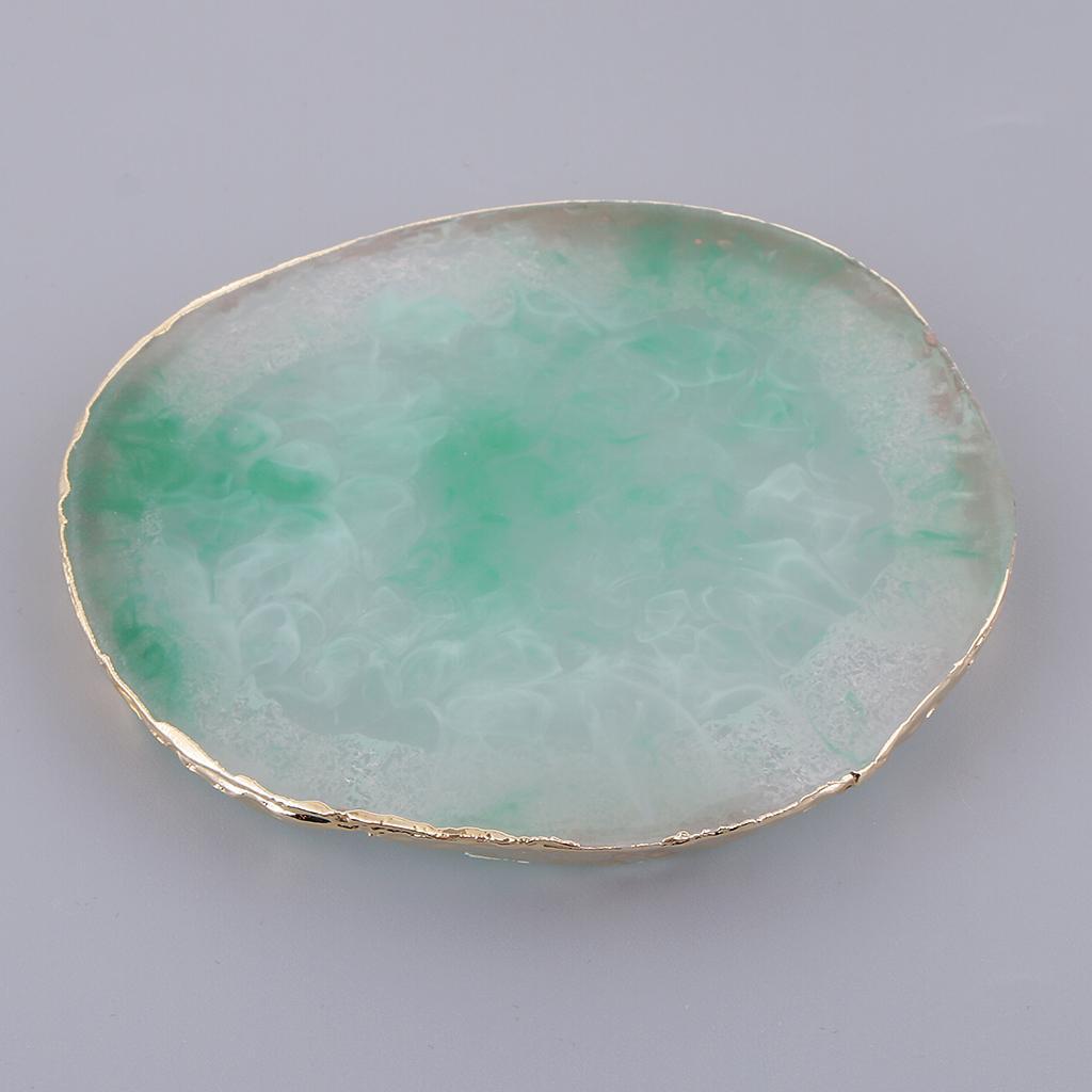 8x Imitation Agate Nail Art Palette Drink Coaster Cup Mat Decors Green