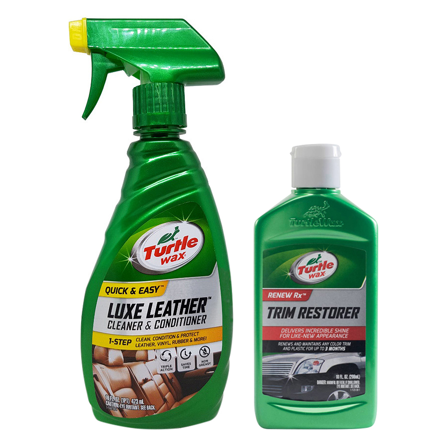 Combo Đánh Bóng Da Turtle Wax (473ml) Và Phục Hồi Đồ Nhựa Turtle Wax (296ml) - Tặng Xà Phòng Rửa Xe 3M (400ml)