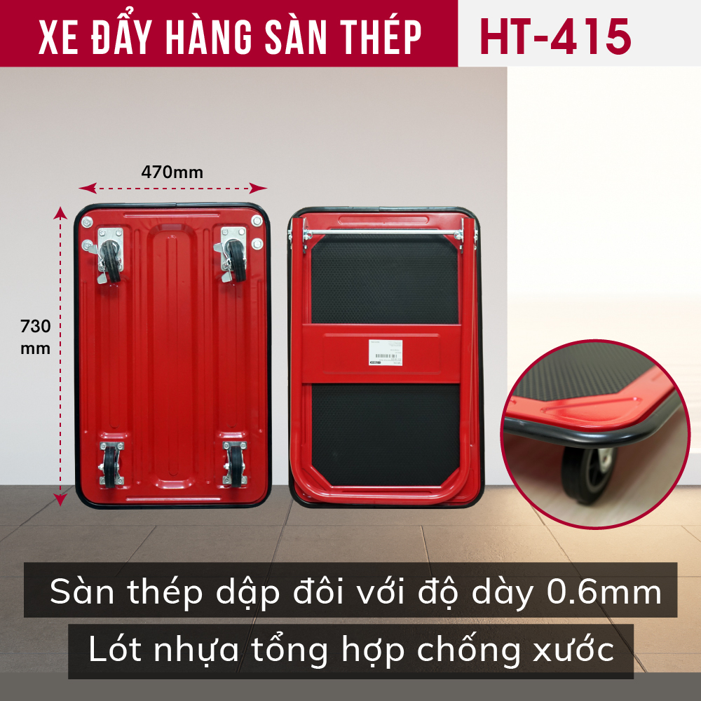 Xe kéo hàng 4 bánh gấp gọn 150kg Nhật Bản Fujihome sàn thép, bánh cao su cao cấp siêu bền không ồn, xe chở đồ đẩy hàng gấp gọn đa năng platform hand truck