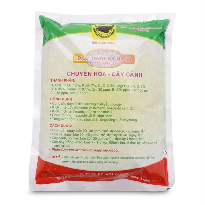 Phân bón đầu trâu đa năng NPK 17-12-7 TE chuyên hoa và cây cảnh - gói 200g