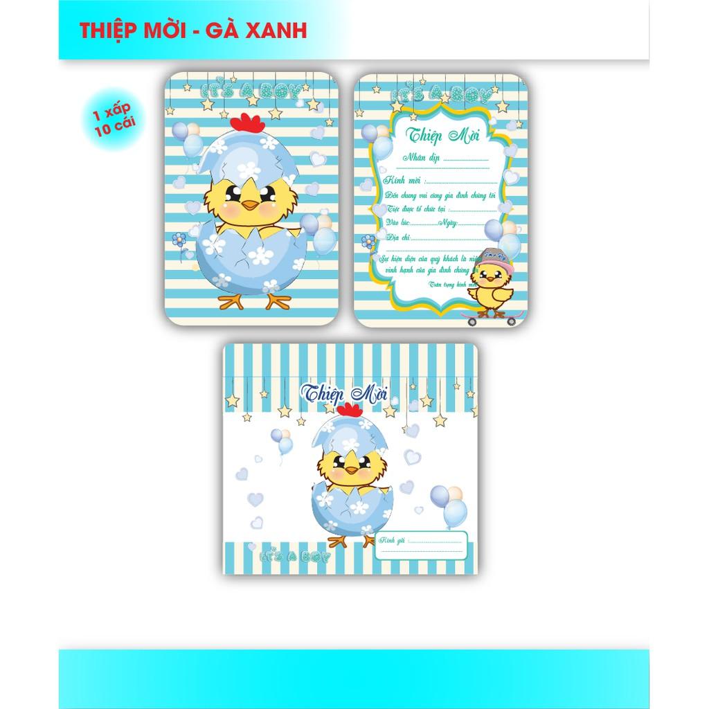 THIỆP MỜI CHỦ ĐỀ GÀ XANH - SET 10 THIỆP