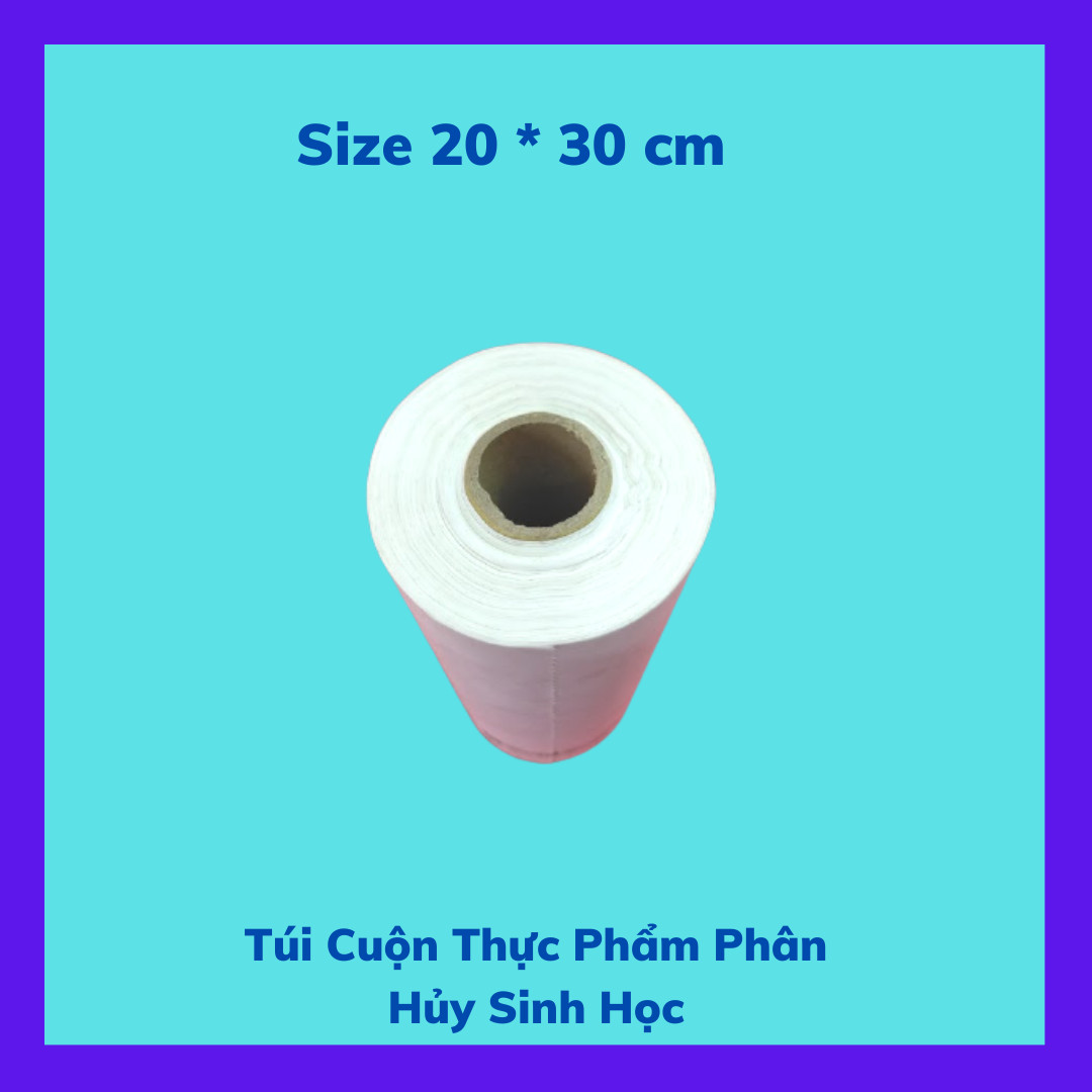 Set 4  Kí Túi Đựng Thực Phẩm Tự Hủy Sinh Học - Dạng Cuộn - Màu Trắng Sữa - Size 20 * 30 cm /  Set 4 Kilograms of Bio-degradable Plastic Bag- In Rolls - Color Milk White - Size 20 *30 cm