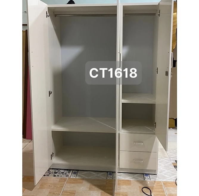 Tủ quần áo nhựa 3 cánh mix hộc như hình tùy chọn ĐV Tundo 124 x 185 x 47 cm nhiều màu lựa chọn