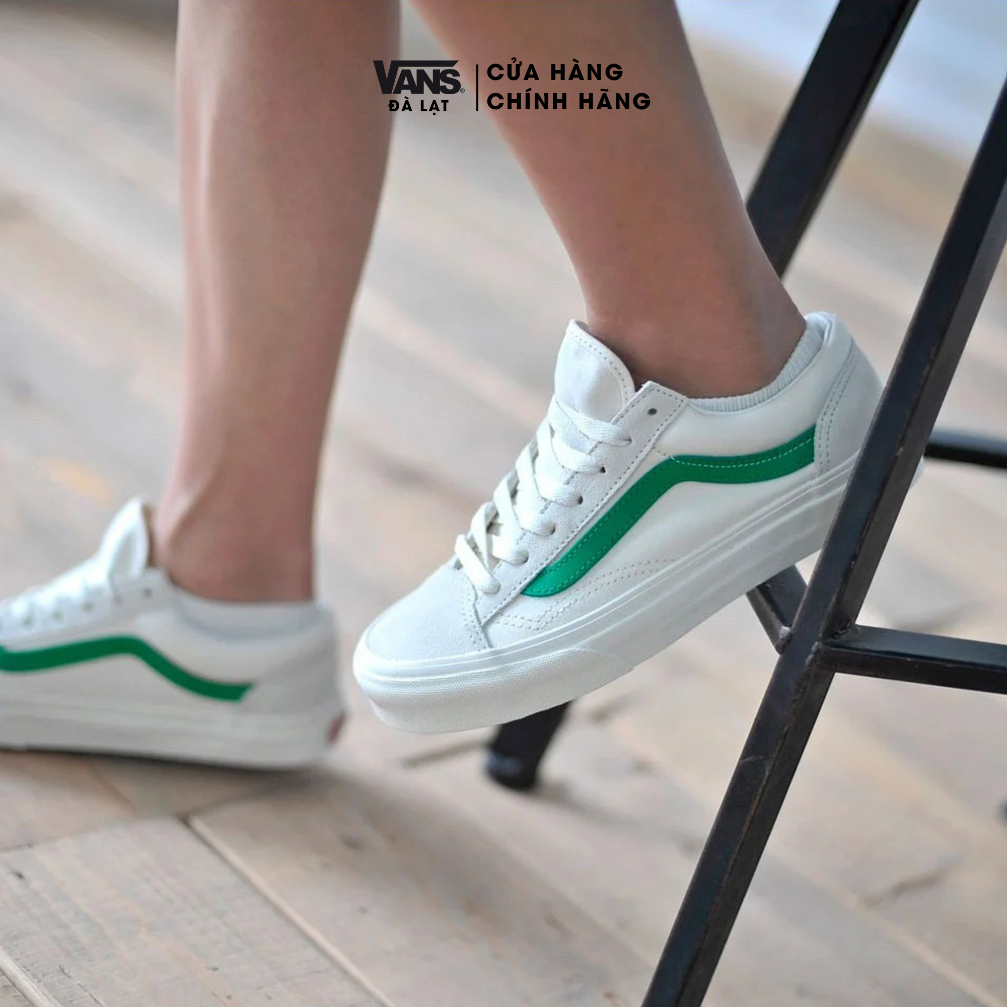 Giày Vans Sneaker Old Skool Style 36 Marshmallow Jolly Green  VN0A3DZ3RFX