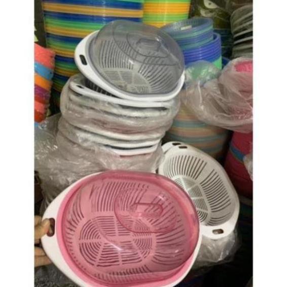Rổ nhựa đựng rau dày dặn 2 LỚP, CÓ NẮP