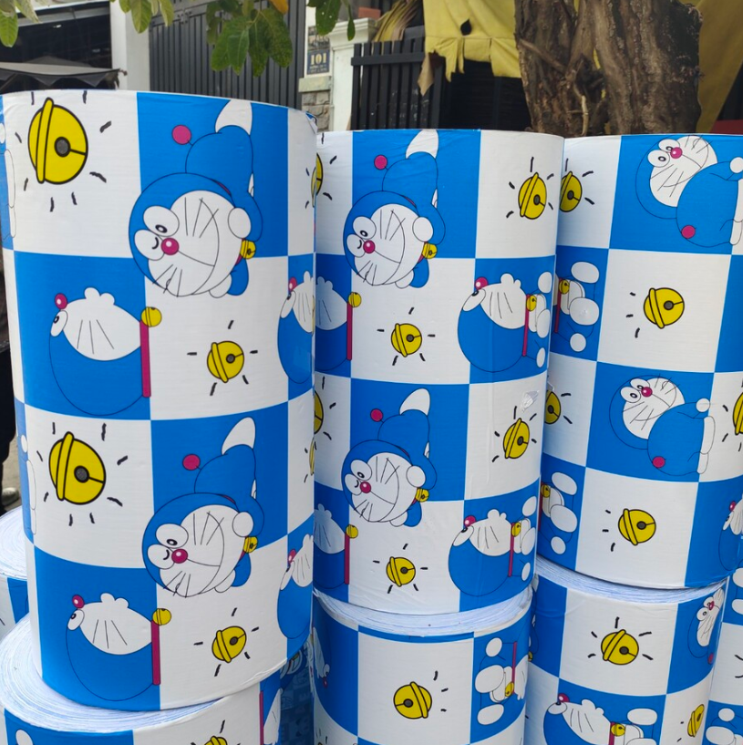 Combo 10 mét giấy dán tường, decal dán tường trang trí nhà cửa MON Ô TRẮNG XANH khổ 45cm