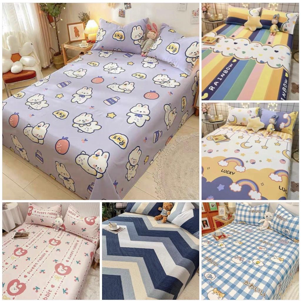 Ga gối cotton 100% gồm ga giường và 2 vỏ gối mềm mịn thoáng mát