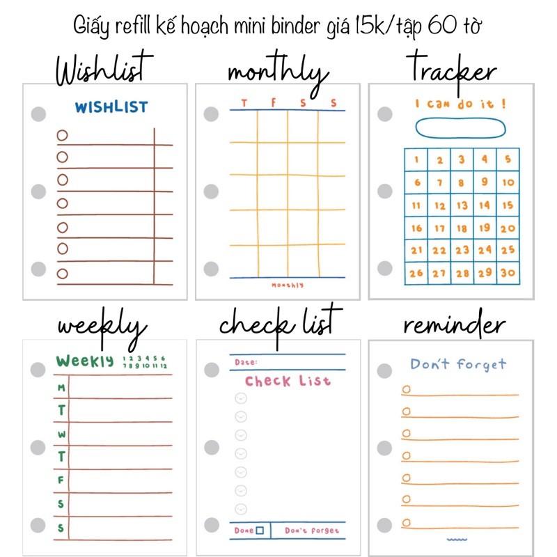 GIẤY REFILL MINI BINDER SỔ 3 LỖ