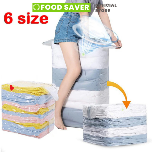Túi hút chân không đựng quần áo Food Saver để bọc chăn màn không cần dùng bơm 2 lớp khóa zip