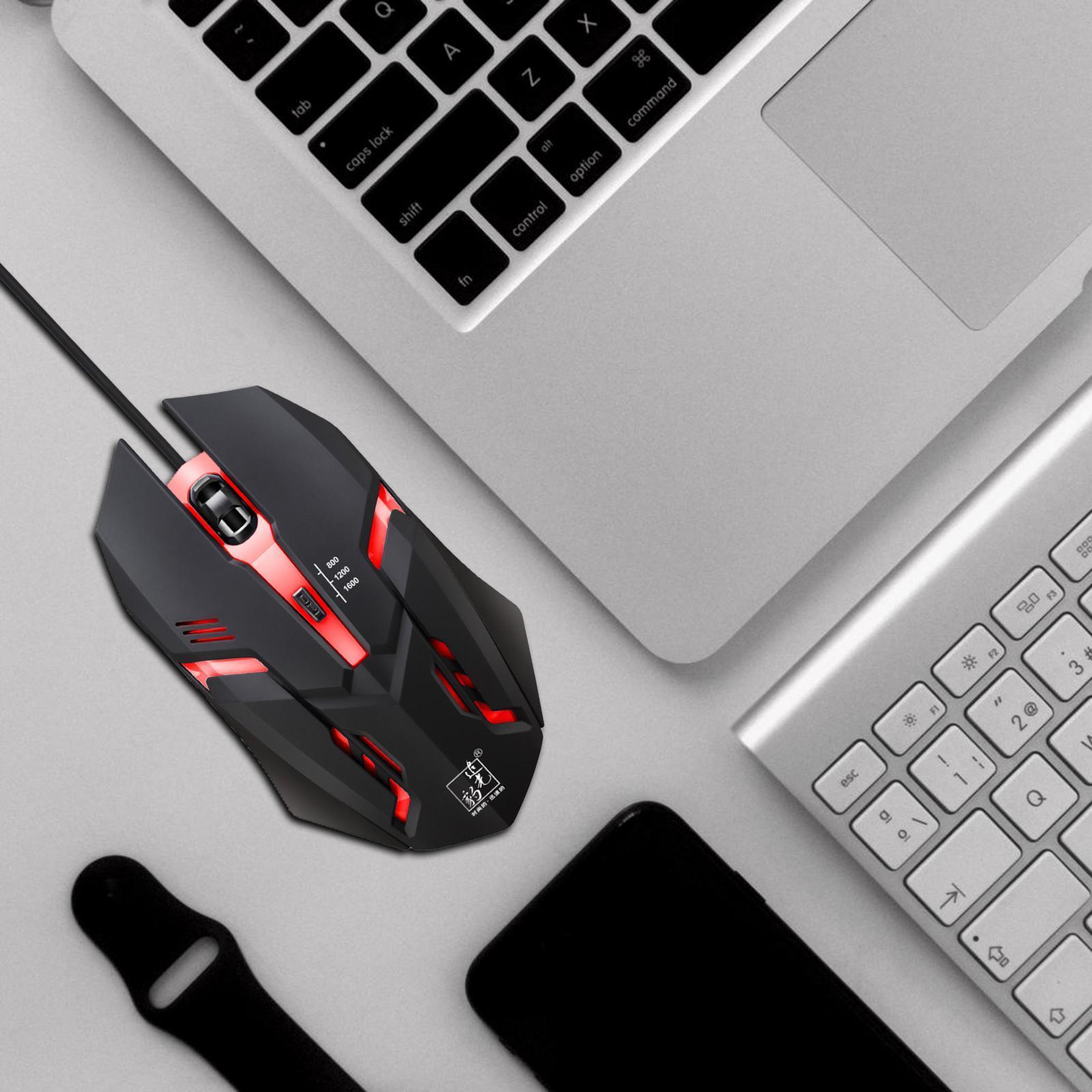 Universal Wired Gaming Mouse, Breathing Lights, 4 Button Silent Optical Mice, for PC Laptop Gamers Desktop 800 1200 1600 DPI Computer Mouse