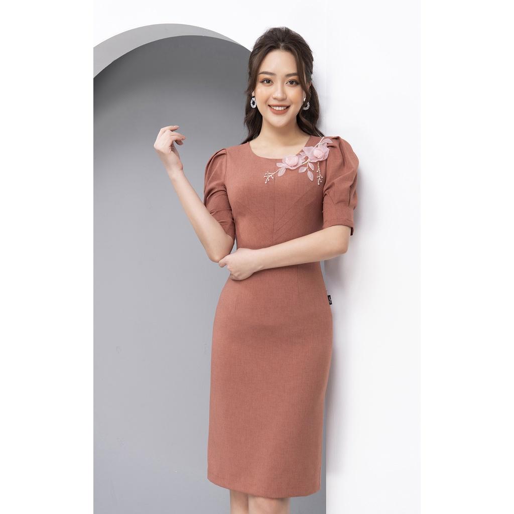 Đầm Nữ hoa thêu tay lỡ LUPERI LFV3226