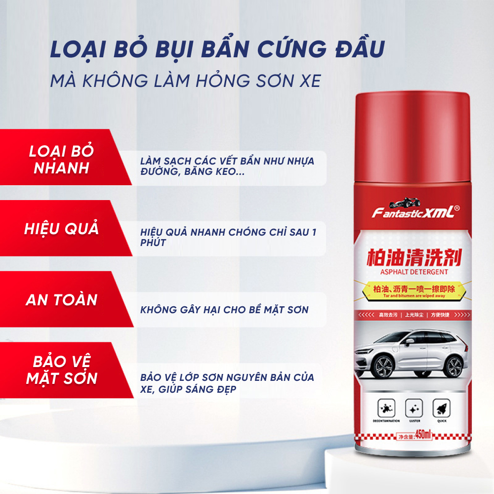 Dung dịch tẩy sạch vết nhựa đường hắc ín - Chai Tẩy Nhựa Đường dầu hắc Và Vết Bẩn Xe Ô Tô