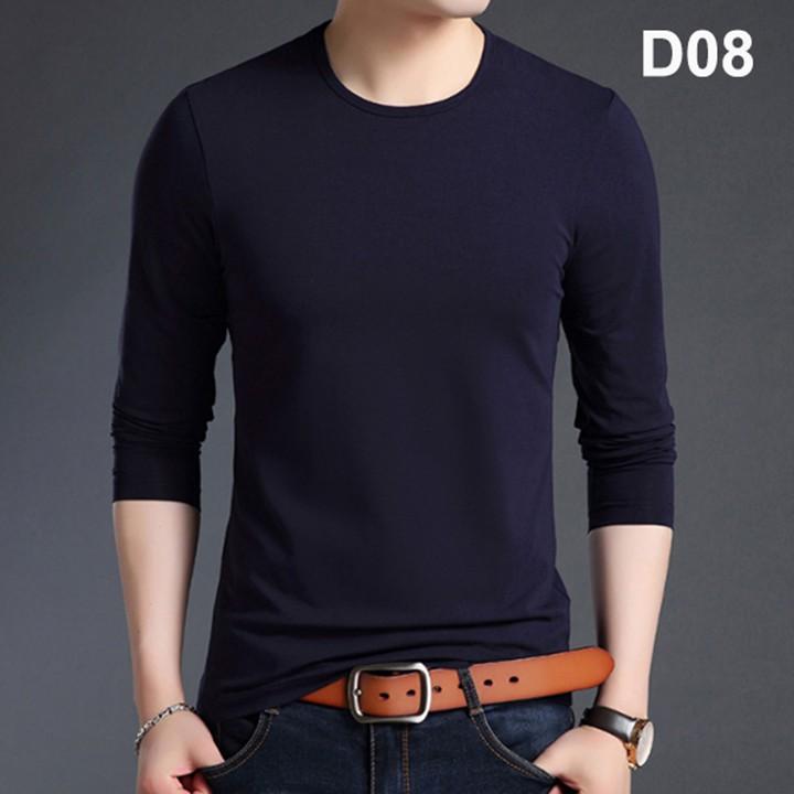 Áo thun nam tay dài cổ tròn, chất cotton 100% , áo dài tay nhiều màu dáng ôm thời trang