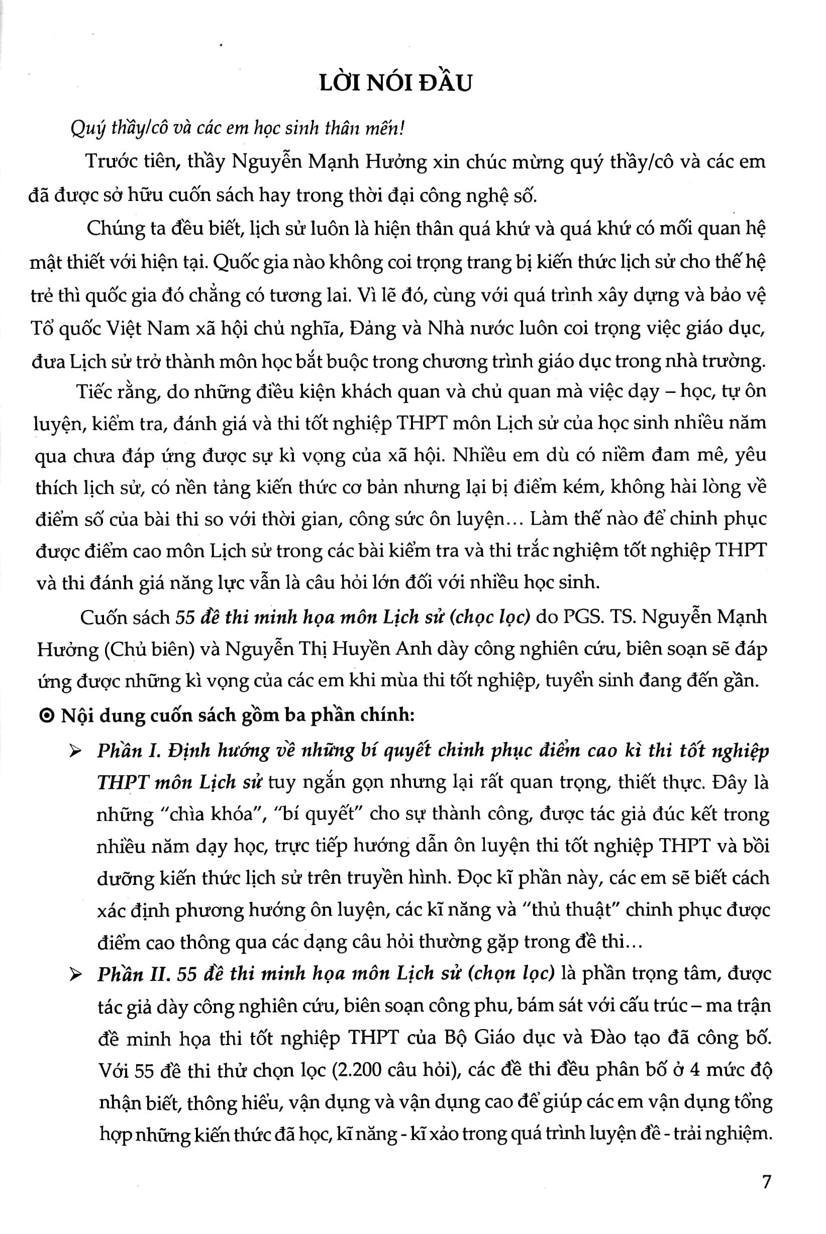 55 Đề Thi Minh Họa Môn Lịch Sử (Chọn Lọc) (Tái Bản)