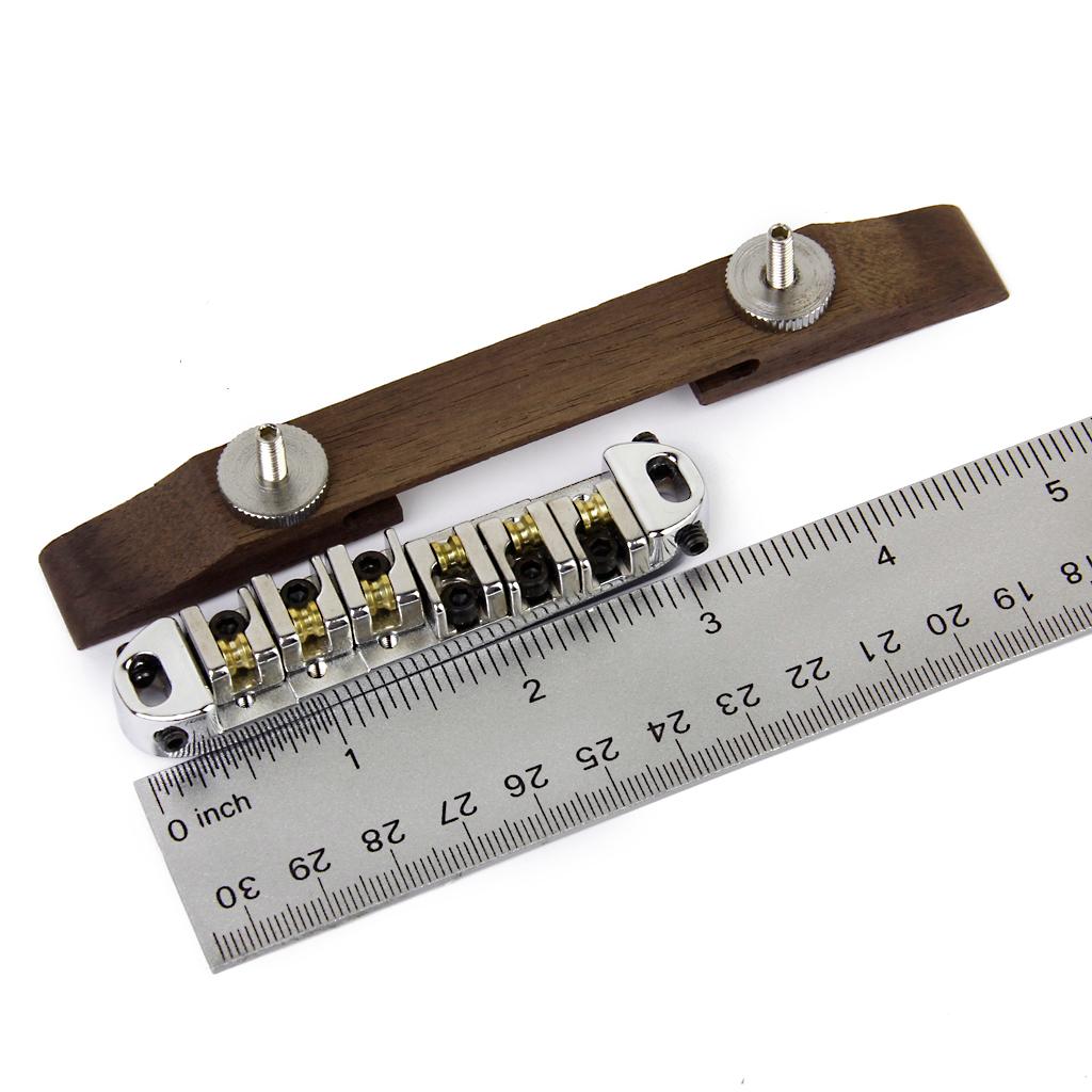 Silver Rosewood Bridge with Metal Saddles Guitar Parts Replacement for Jazz Guitar