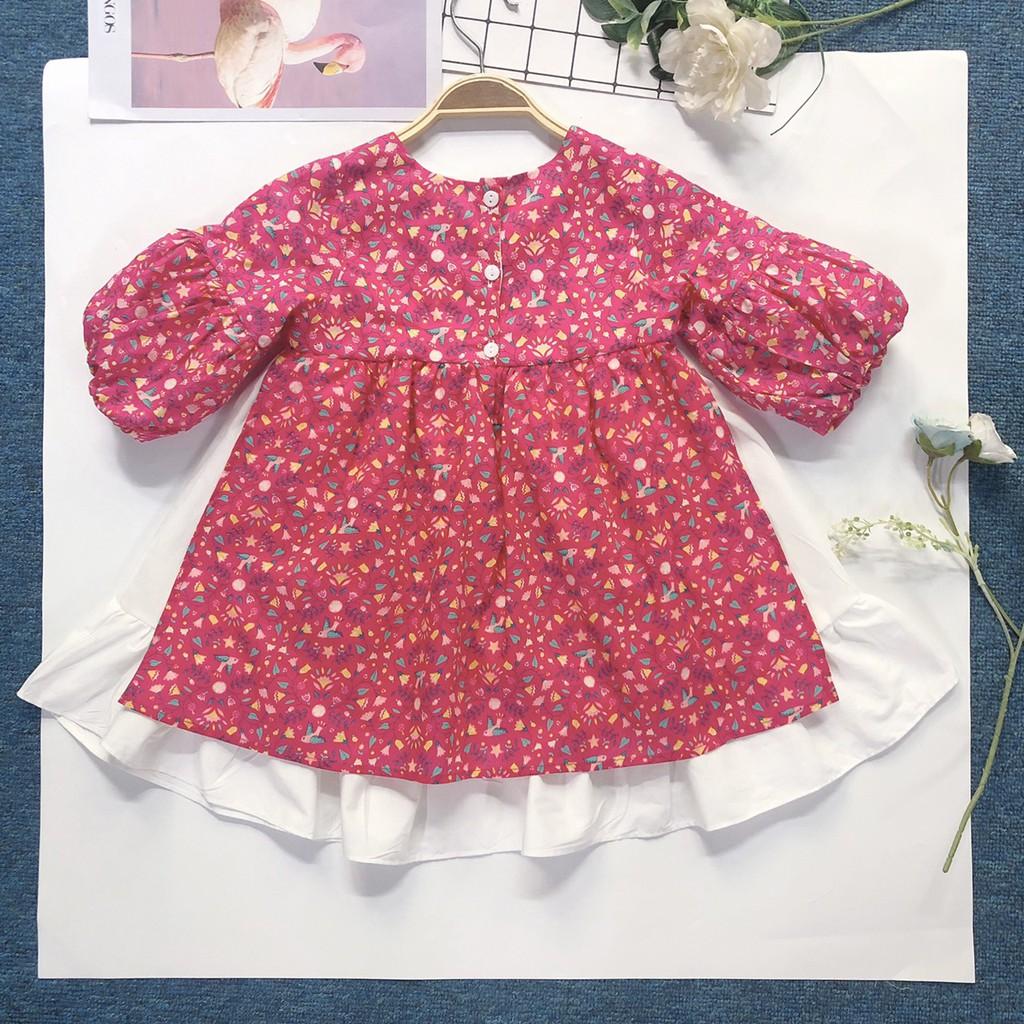 Váy đầm Nora hoa nhỏ hồng đậm | 2Y-6Y
