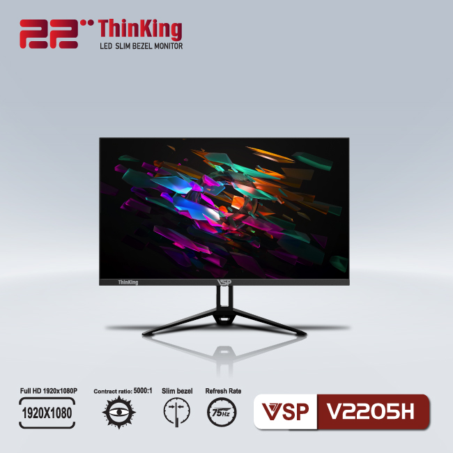 Màn hình VSP 22 inch, tràn viền, 75Hz V2205H - Hàng chính hãng