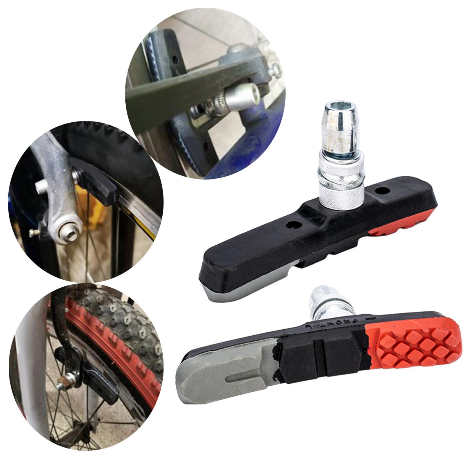 2x 1 -Resistant Bike Brake Blocks Metal with Shoes  Pads for  Cycling