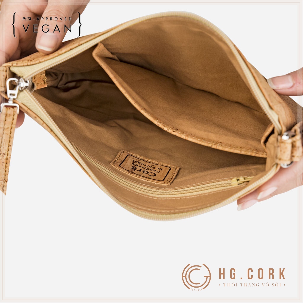 Túi Đeo Chéo Nữ Cao Cấp - CROSSBODY PURSE - HGcork Corkor CK158 - Vật liệu da cork thực vật thuần chay - Sản phẩm Handmade, Sản xuất tại Bồ Đào Nha