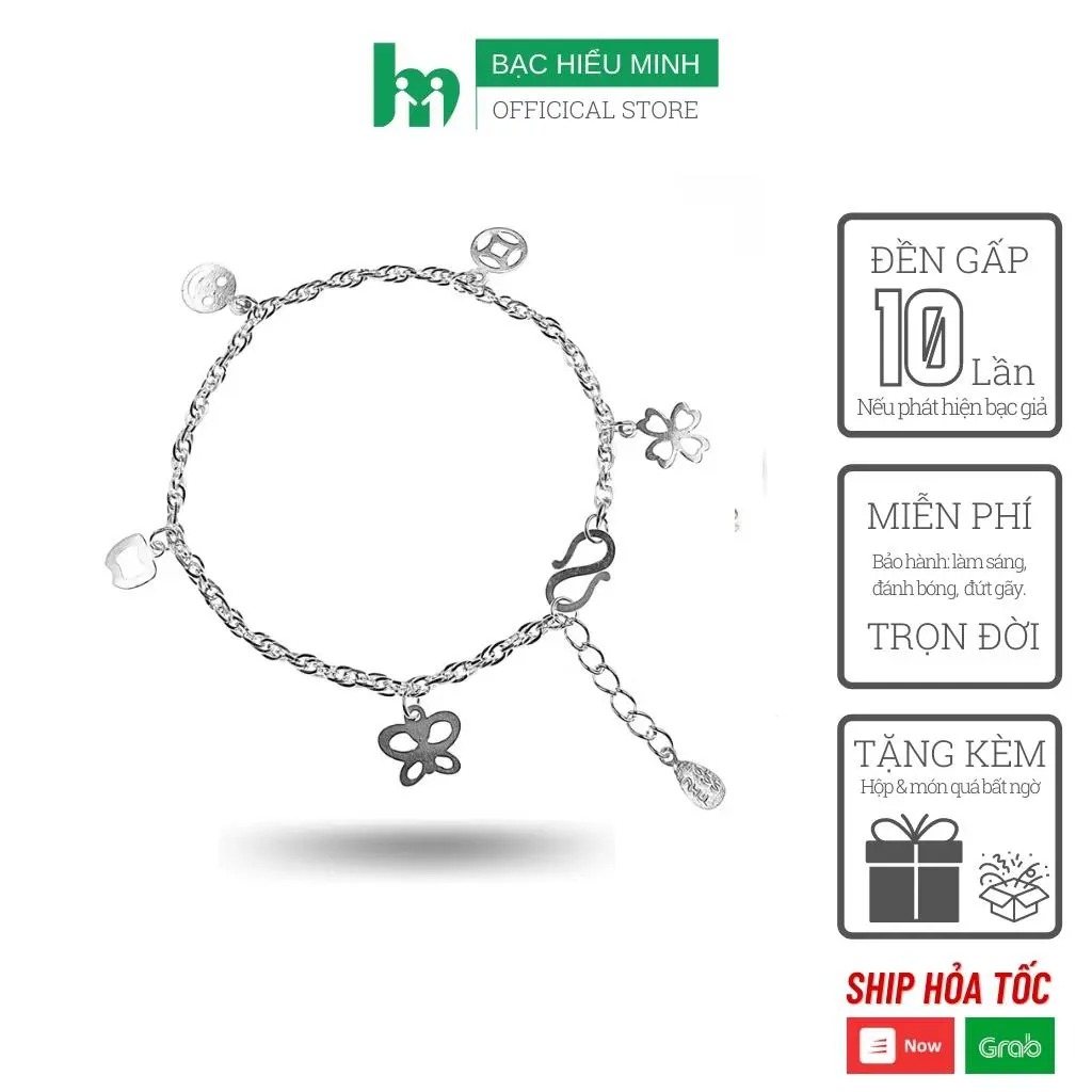 Lắc Tay Nữ Bạc Hiểu Minh LTU503 Kiểu Xích Kép Tinh Tế