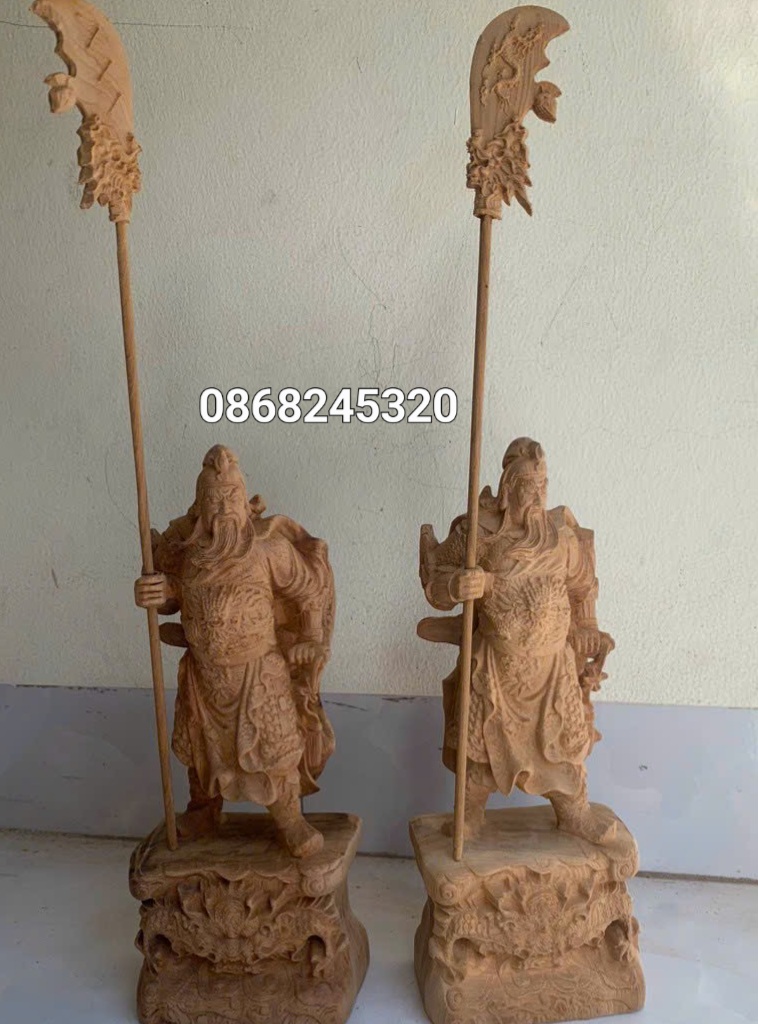 Tượng quan công trấn ải bằng gỗ ngọc am thơm nức kt cao 30×11×9cm