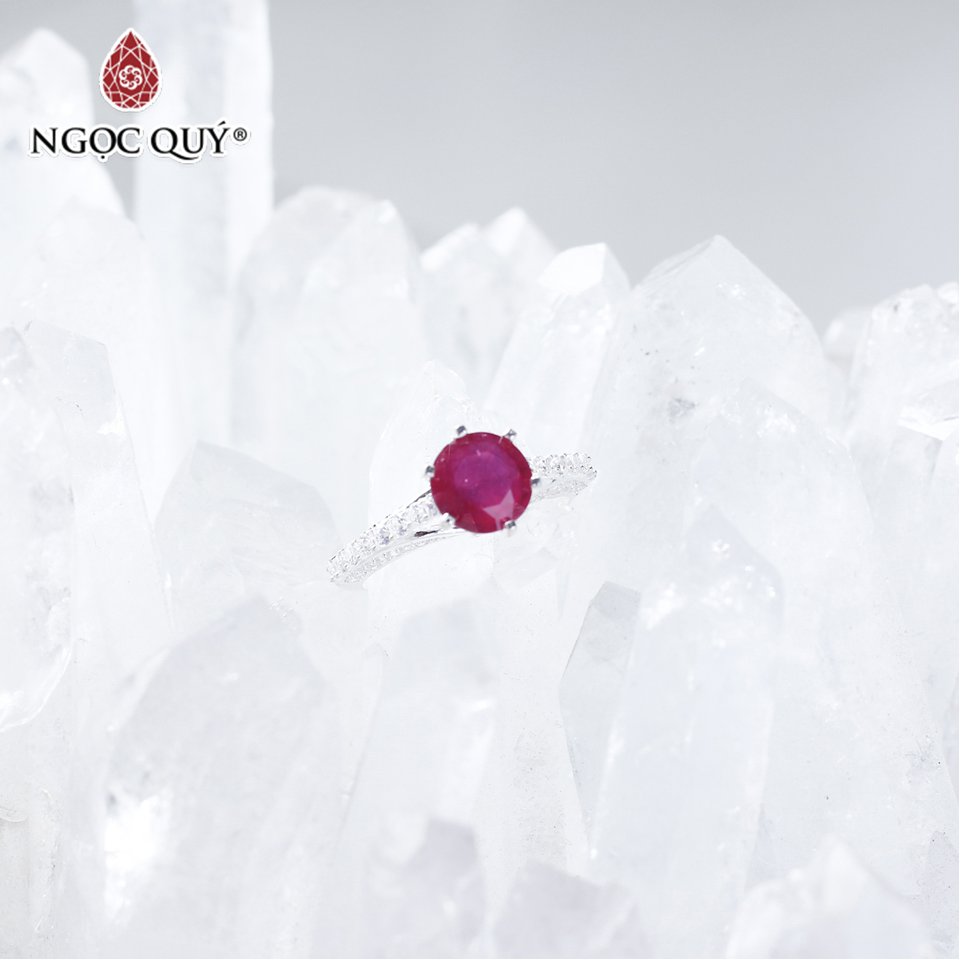 Nhẫn bạc nữ đá ruby mệnh hỏa, thổ - Ngọc Quý Gemstones