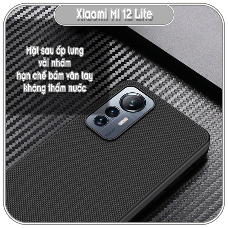 Ốp lưng cho Xiaomi 12 Lite 5G - NE mặt lưng Vải Nillkin viền nhựa TPU dẻo - hàng nhập khẩu
