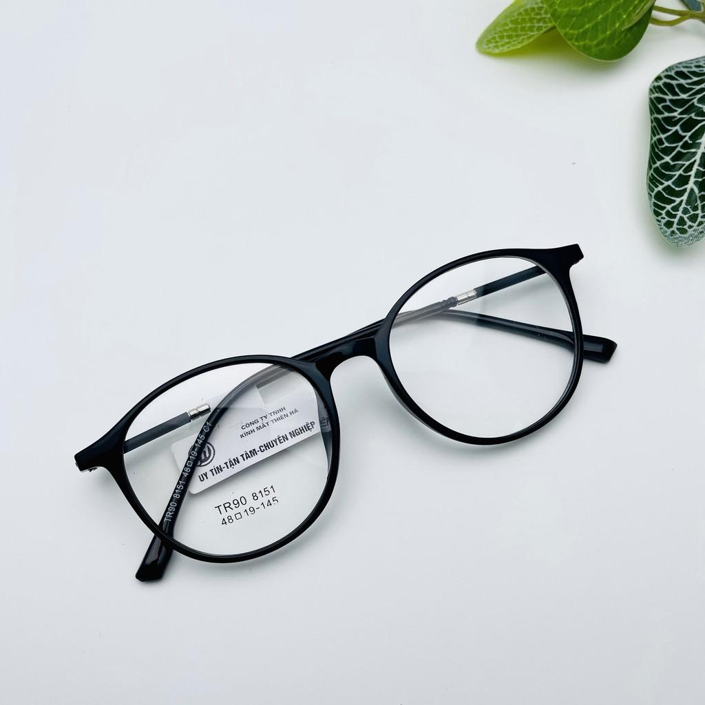 Gọng kính nữ tròn Thiên Hà Optical dáng tròn nhựa dẻo càng mảnh cốt thép trẻ trung dễ đeo sz vừa TH8151