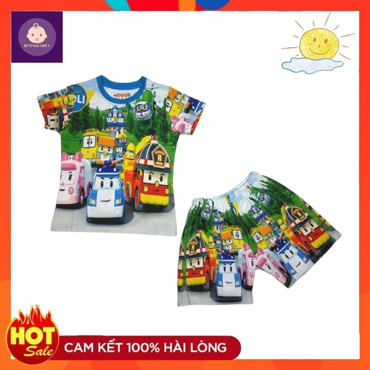 Bộ quần áo bé trai Robocar Poli - đội xe cứu hộ 10-43kg- Đồ trẻ em thun lạnh in 3d sắc nét - Hương Nhiên