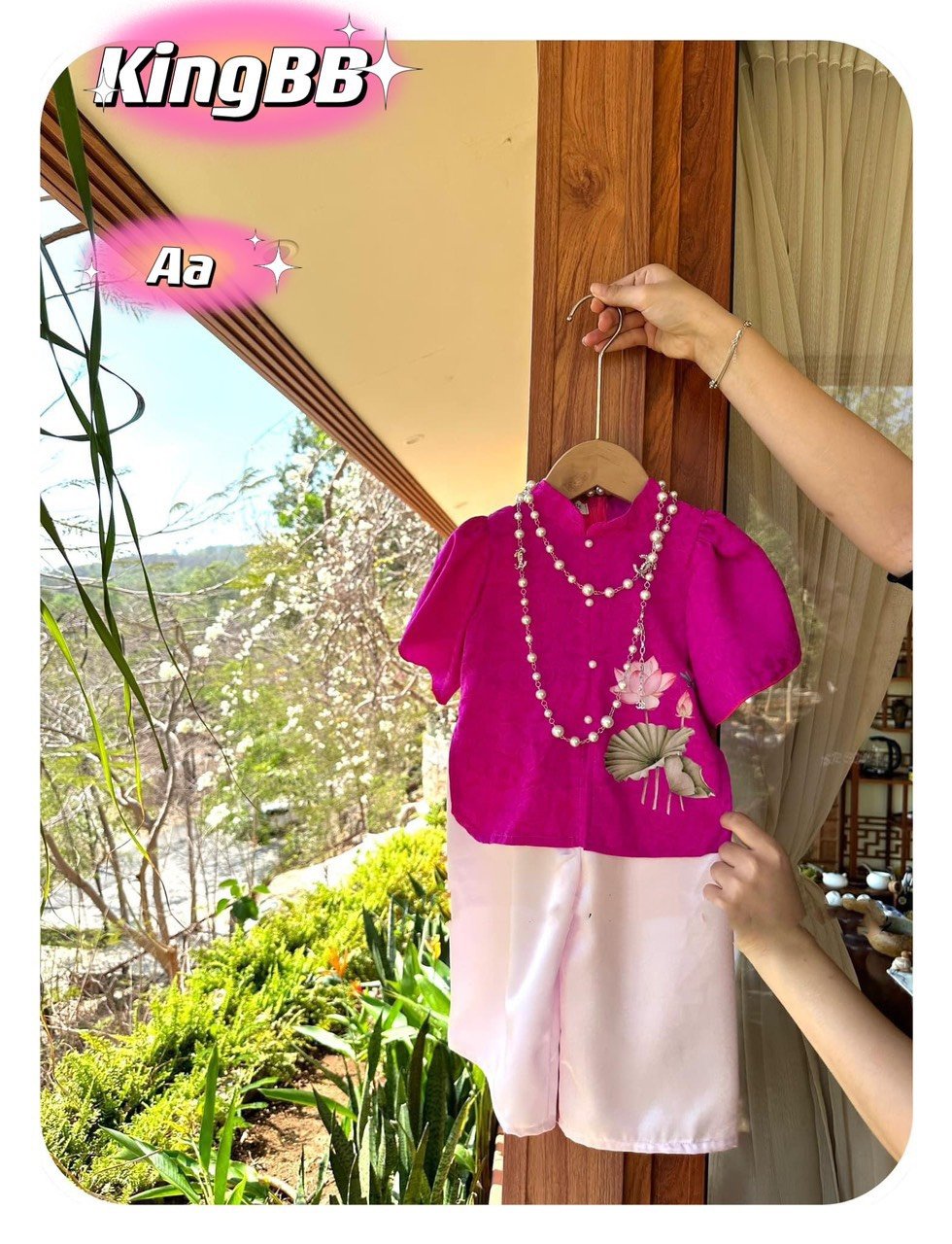 Bộ bà ba cho bé gái đi chơi biểu diễn mẫu hoa đẹp từ 12-40kg chất lụa mềm mát