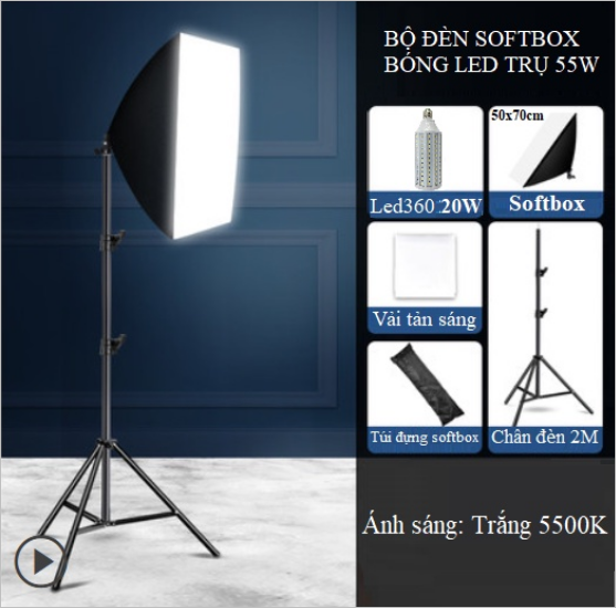 Hình ảnh Đèn Chụp Ảnh Sản Phẩm Softbox Led360 20W/40W/60W Nhiệt Màu 5500K, Thiết bị Quay Phim Chụp Ảnh Studio Hàng Chính Hãng