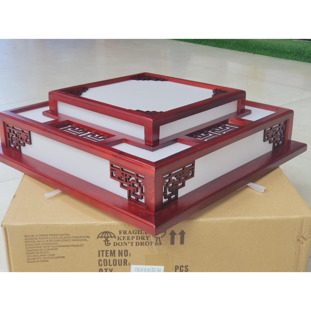 Đèn Ốp Trần Gỗ Cao Cấp Phi 500 mm, Đèn Led Ốp Trần Nổi Trang Trí Phòng Khách/Phòng Ngủ