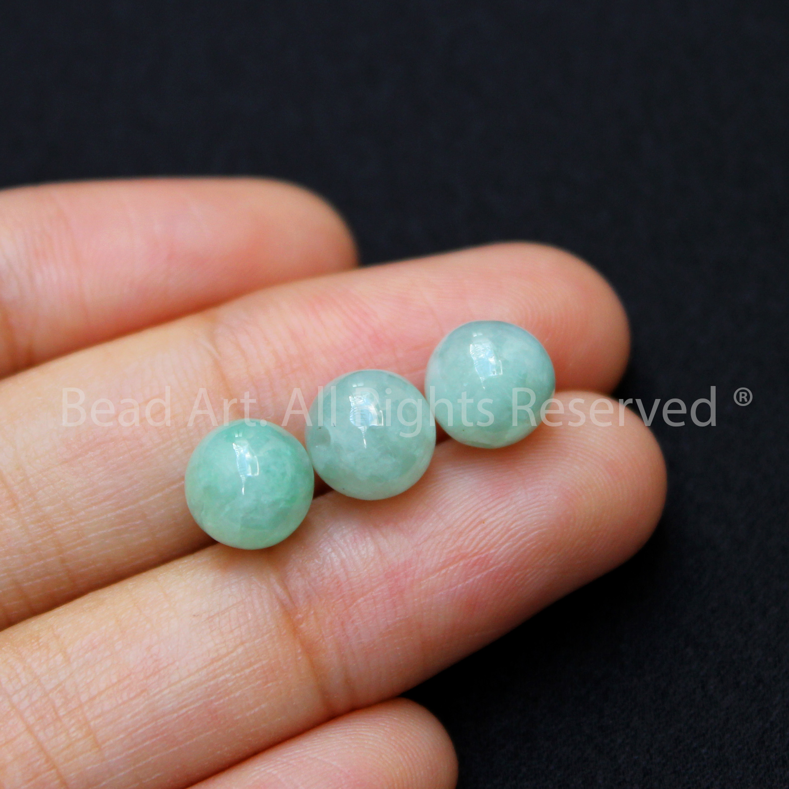 7.5MM Đá Cẩm Thạch Myanmar Tự Nhiên Xanh Lá Nhạt Loại AA, Myanmar Jadeite, Mệnh Mộc, Hoả, Phối Vòng Tay Phong Thuỷ, Chuỗi Hạt - Bead Art
