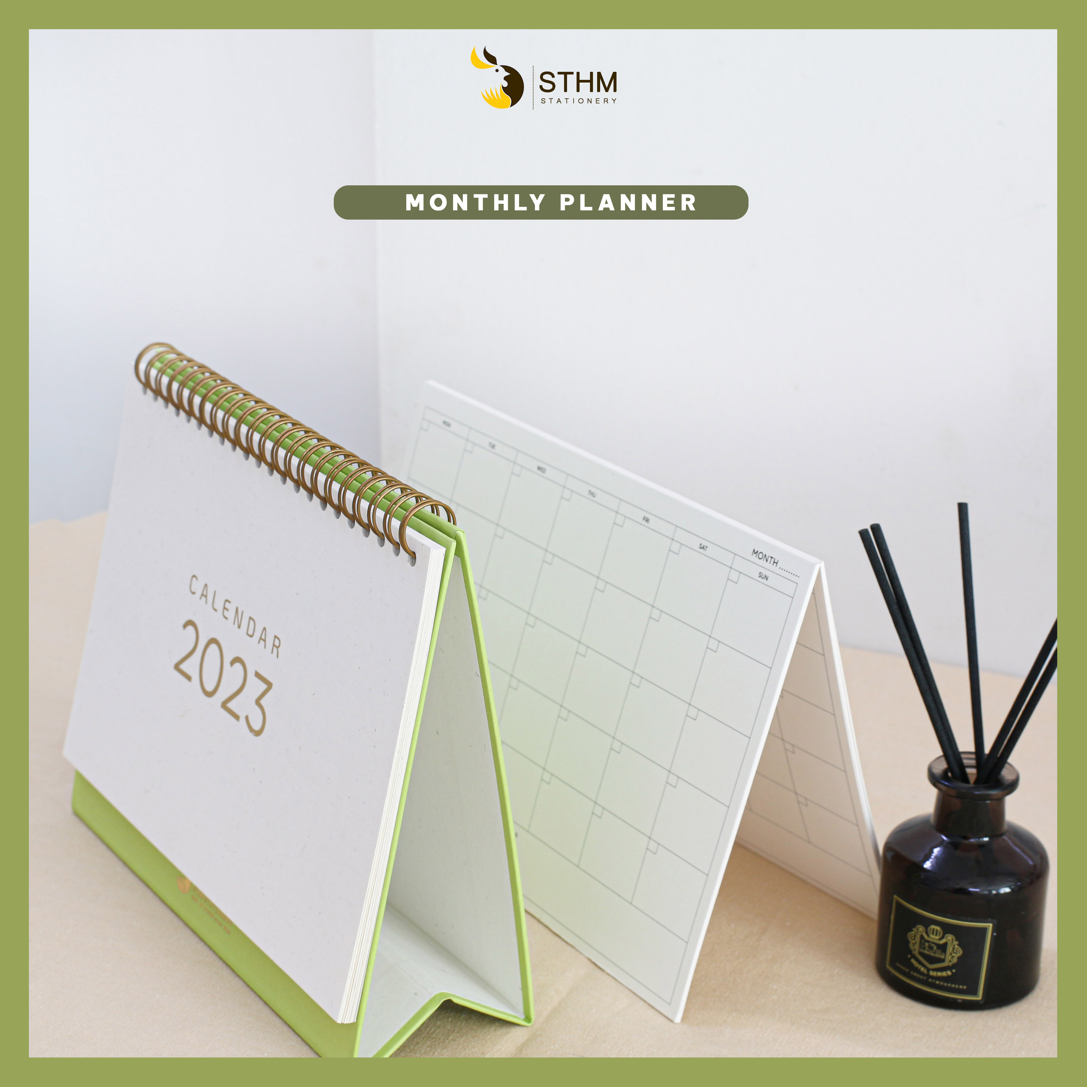 [STHM stationery] - Lịch bàn lò xo 2023 - Green Pea - Giấy mỹ thuật cao cấp - Có lịch âm dương và checklist