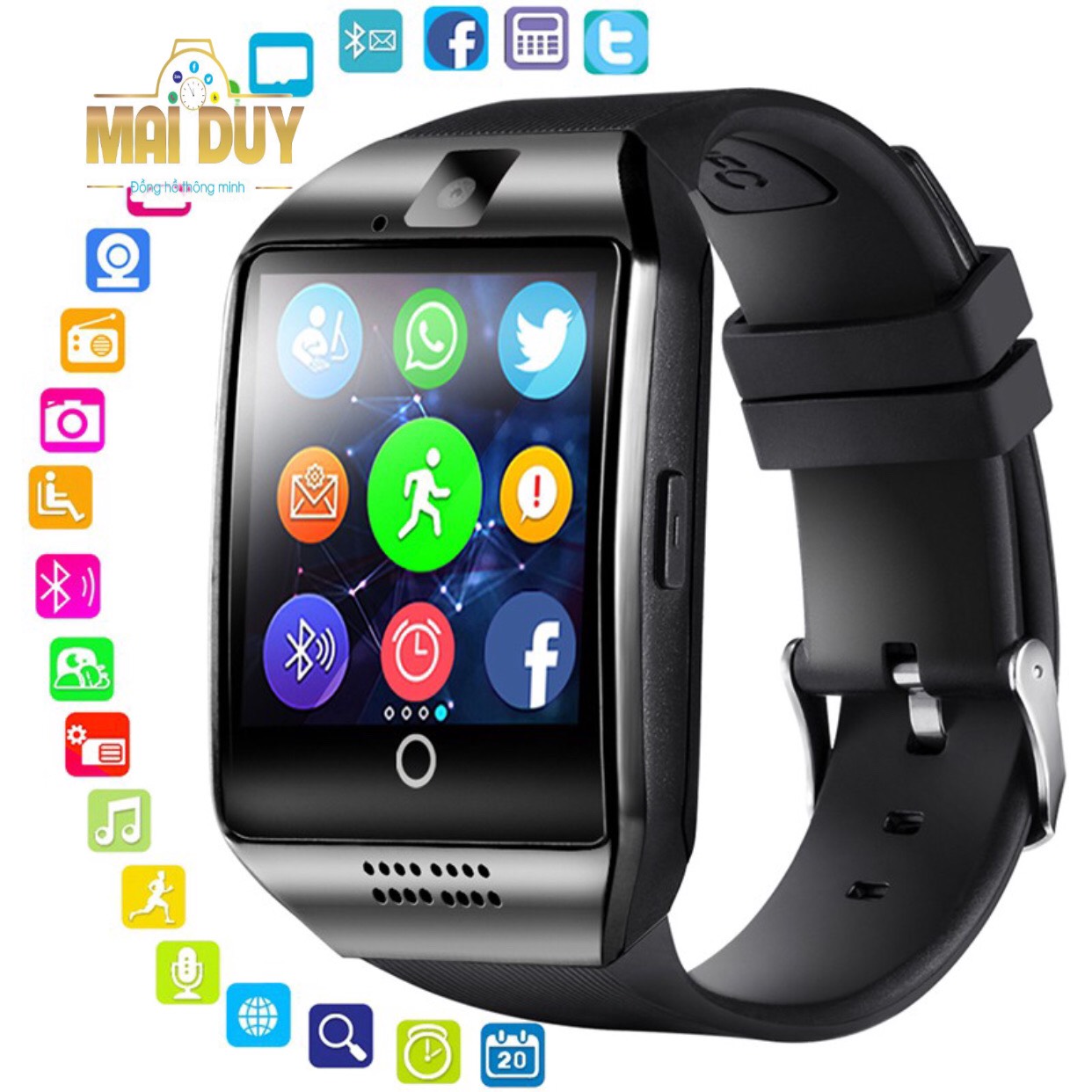 Đồng Hồ Thông Minh MAI DUY Q18 - Bluetooth V8 - Tích Hợp Nhiều Tính Năng Ưu Việt-Hàng Nhập Khẩu