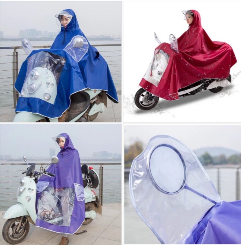 Áo Mưa Phản Quang Cánh Dơi Có Tai Thỏ Xỏ Gương Kèm Kính Chắn Mưa - Giao màu ngẫu nhiên