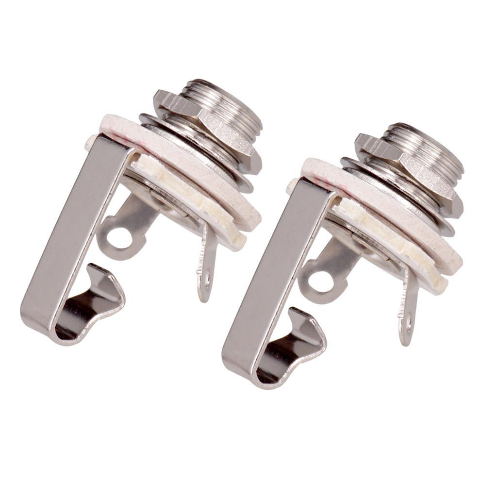 2x Pack of 2 Electric Guitar Bass 6.35mm Mono Socket Plug Instrument Accs - Silver, 6.35mm