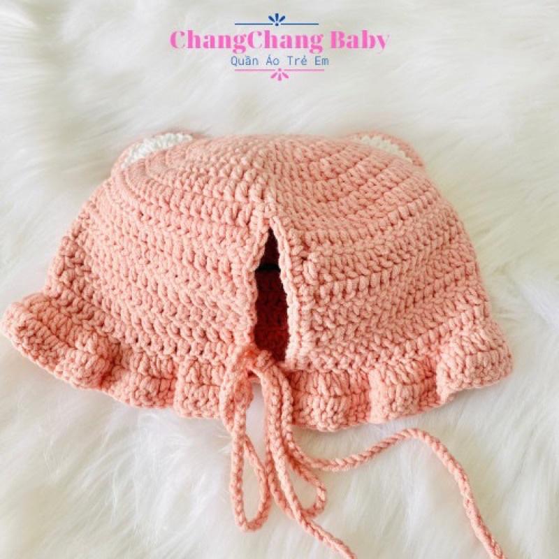 Nón bé gái, mũ handmade cho bé hoạ tiết chuột xinh cho bé từ 5 tháng đến 2 tuổi