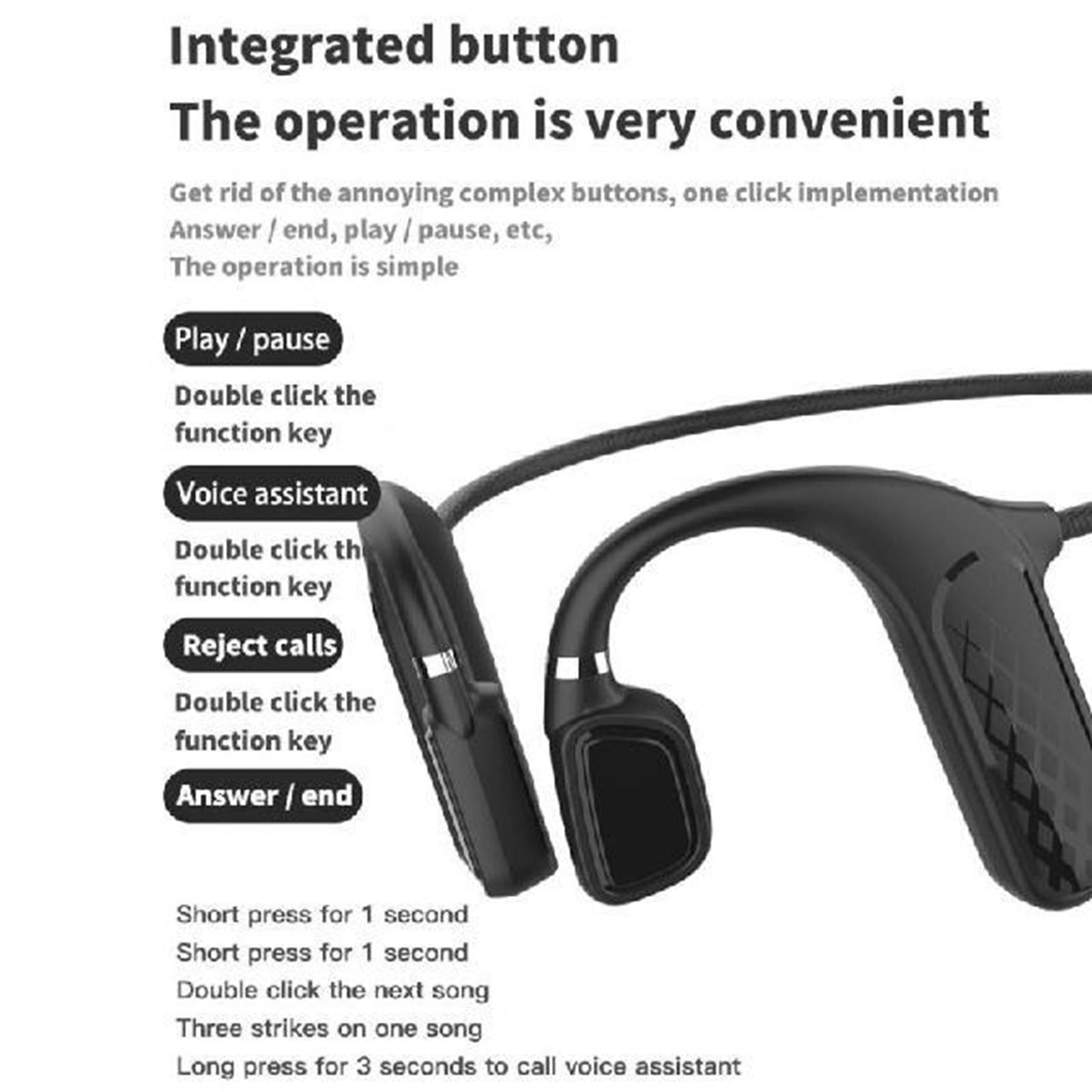 2xBluetooth Bone Conduction Headphones Stereo Sport Earphones Sweatproof