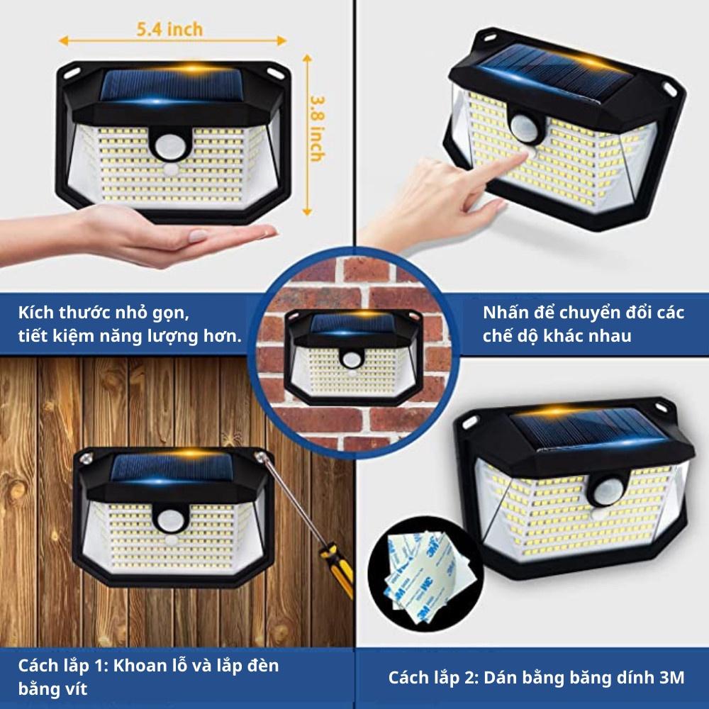 Đèn năng lượng mặt trời treo tường 148 Lumen T22 cảm biến tia hồng ngoại
