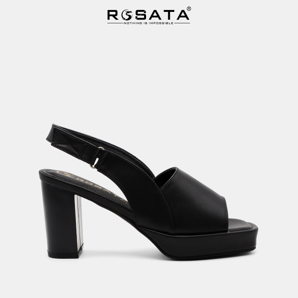 Sandal cao gót nữ quai dán ROSATA RO532 - 7p - Đen, Trắng - HÀNG VIỆT NAM - BKSTORE