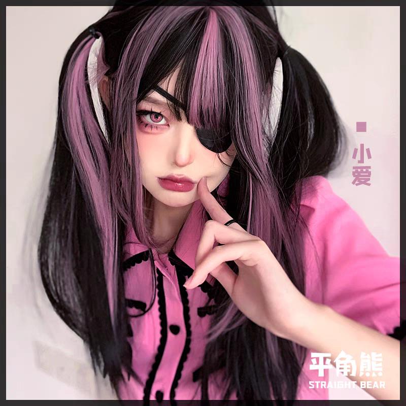Wig/Tóc giả nữ hải tặc xinh đẹp ombre hồng đen cá tính - S97 nguyên đầu teen/lolita