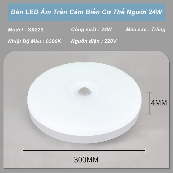 Bộ 2 Đèn LED Ốp Trần EURO LIGHT Cảm Biến Cơ Thể Người 24W 6500K - Home and Garden