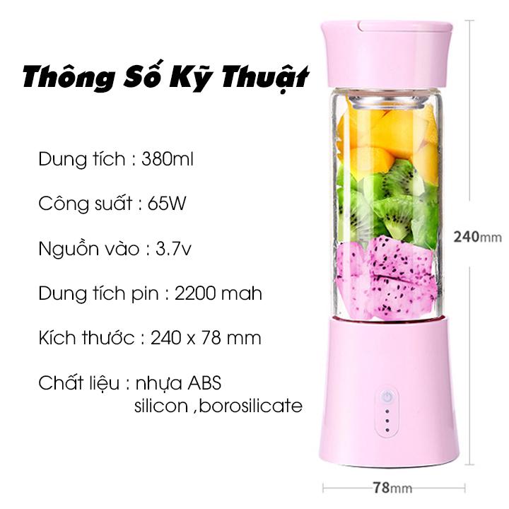 Máy xay sinh tố sạc điện cầm tay mini 4 lưỡi dao ZDK-T8 - Màu ngẫu nhiên - Hàng Chất Lượng