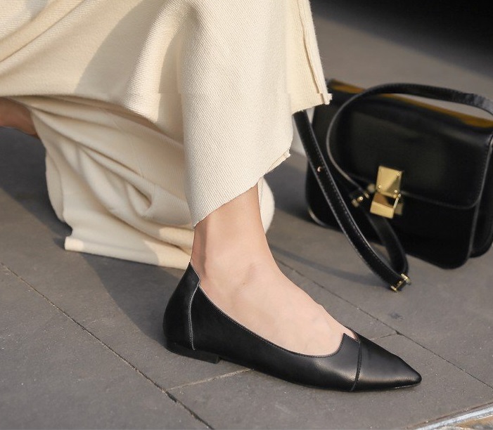 Giày bệt nữ da mềm đẹp tinh tế bigsize NKB2 có 2 màu kem và đen, size to, ngoại cỡ da đẹp mang êm